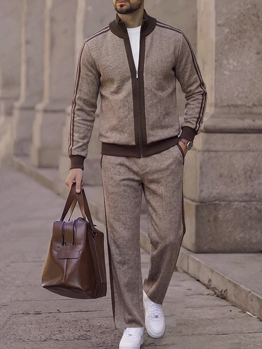 Urban Colorblock Herringbone Jacket Pants Set